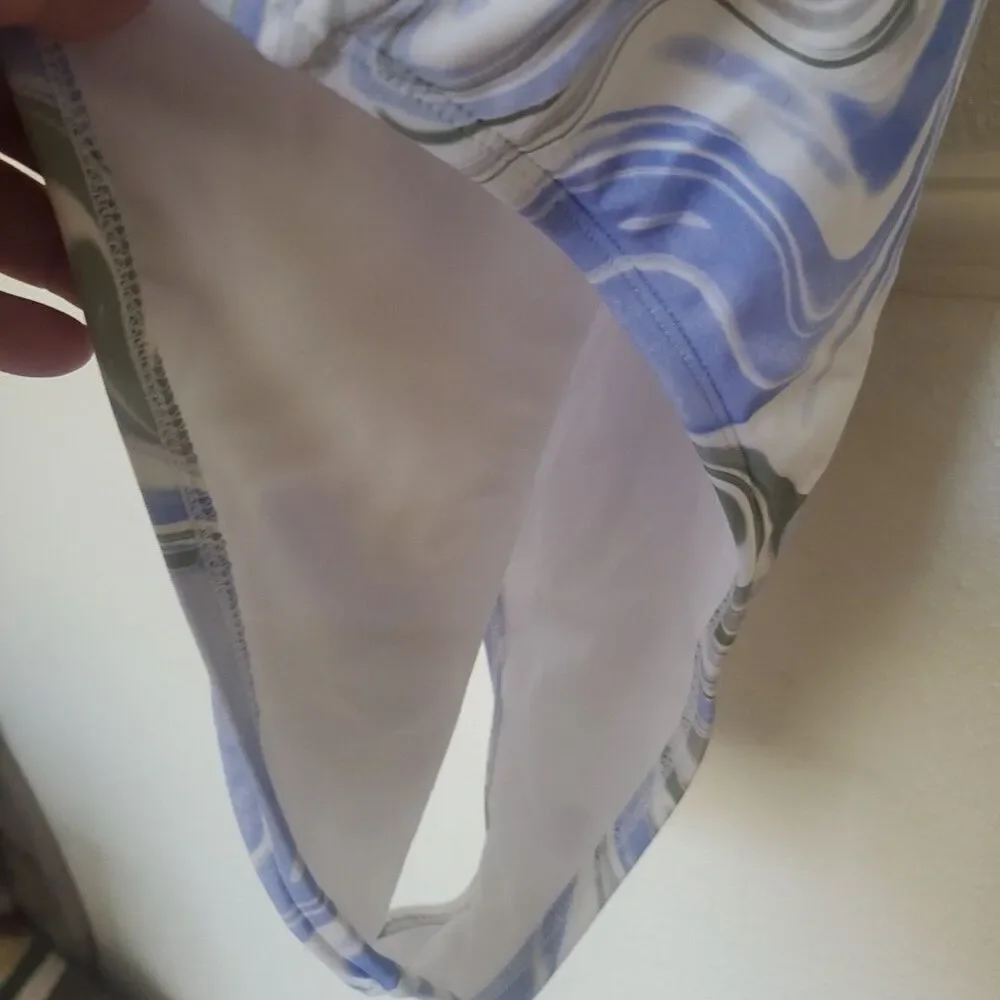 Hurley Womens XXL Marble Swirl One Piece Swimsuit Blue White Strappy Back XXL